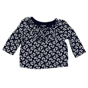 𝅺baby Gap Black and White Bow Print Ruffle Front Shirt